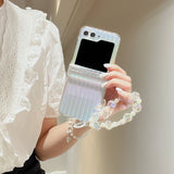 JOYKASE Schillernde Laser-Schutzhülle mit Handschlaufe für die Galaxy Z Flip-Serie